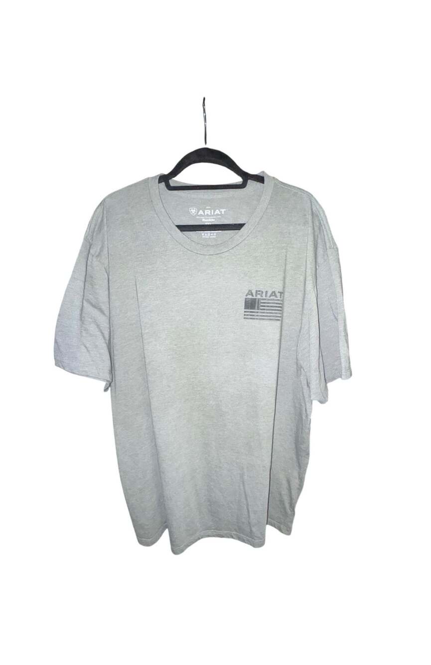 Ariat Diamond Flag T-Shirt Size 3XL Heather Grey Graphic Tee